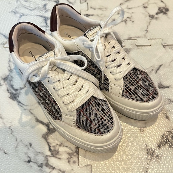 Birdies Cardinal Orbit Leather Sneakers in Floral Plaid Womens size 8 - Brown - Picture 1 of 7